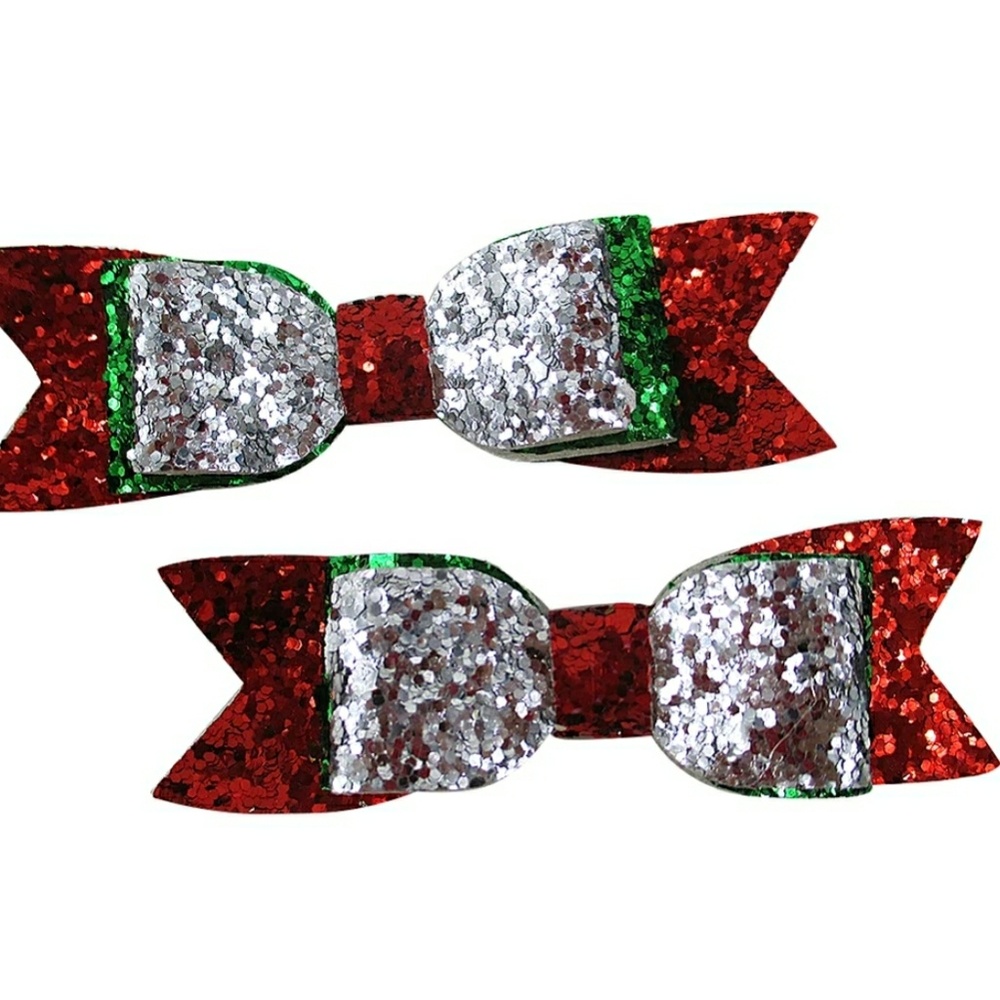 Glitter Leather Christmas Hairbow